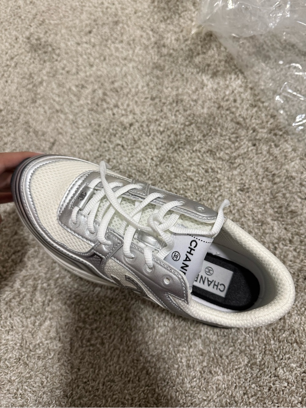 CC White & Silver Sneakers - Picture 7 of 8